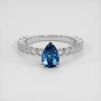 0.89 Ct. Blue Sapphire Ring, 18K White Gold 1