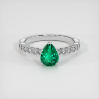 0.82 Ct. Emerald Ring, 18K White Gold 1