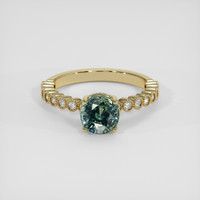 1.55 Ct. Bluish Green Sapphire Ring, 14K Yellow Gold 1