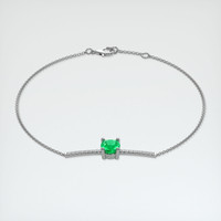 0.88 Ct.Tw. Emerald Bracelet, 18K White Gold 2