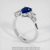 1.52 Ct. Blue Sapphire Ring, Platinum 950 2
