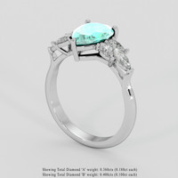 1.76 Ct. Bluish Green Paraiba Tourmaline Ring, 10K White Gold 2