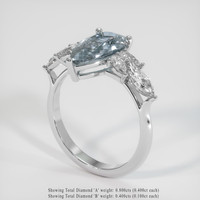 2.83 Ct. Greyish Blue Sapphire Ring, 10K White Gold 2