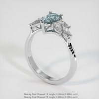 0.91 Ct. Greyish Blue Sapphire Ring, 10K White Gold 2