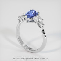 2.04 Ct. Blue Sapphire Ring, 14K White Gold 2