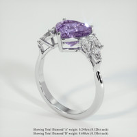3.00 Ct. Pinkish Purple Sapphire Ring, 14K White Gold 2