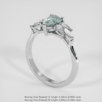 1.09 Ct. Bluish Green Sapphire Ring, 14K White Gold 2