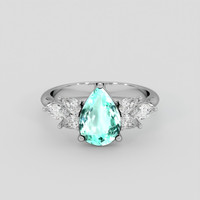 1.76 Ct. Bluish Green Paraiba Tourmaline Ring, 18K White Gold 1