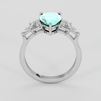 1.76 Ct. Bluish Green Paraiba Tourmaline Ring, 18K White Gold 3