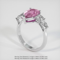 3.01 Ct. Pinkish Purple Sapphire Ring, 18K White Gold 2