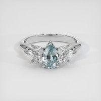0.91 Ct. Greyish Blue Sapphire Ring, 18K White Gold 1