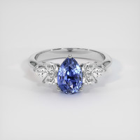 2.04 Ct. Blue Sapphire Ring, 18K White Gold 1