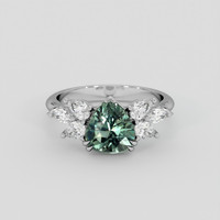 1.70 Ct. Bluish Green Sapphire Ring, 18K White Gold 1