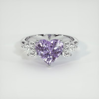 3.00 Ct. Pinkish Purple Sapphire Ring, 18K White Gold 1