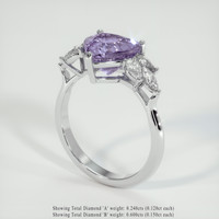 3.00 Ct. Pinkish Purple Sapphire Ring, 18K White Gold 2
