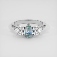1.09 Ct. Bluish Green Sapphire Ring, 18K White Gold 1