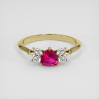 1.16 Ct. Pinkish Red Ruby Ring, 14K Yellow Gold 1
