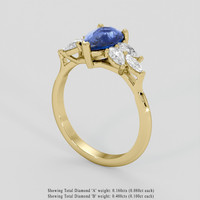 1.31 Ct. Blue Sapphire Ring, 14K Yellow Gold 2