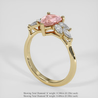 1.21 Ct. Padparadscha Sapphire Ring, 14K Yellow Gold 2