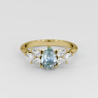 1.09 Ct. Bluish Green Sapphire Ring, 14K Yellow Gold 1