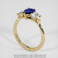 0.67 Ct. Blue Sapphire Ring, 18K Yellow Gold 2