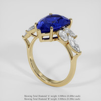 5.70 Ct. Blue Sapphire Ring, 18K Yellow Gold 2