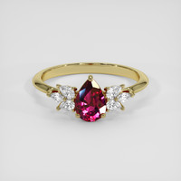 1.51 Ct. Purplish Red Ruby Ring, 18K Yellow Gold 1