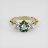 1.51 Ct. Bluish Green Sapphire Ring, 18K Yellow Gold 1