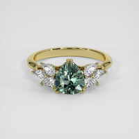 1.70 Ct. Bluish Green Sapphire Ring, 18K Yellow Gold 1