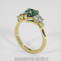 1.70 Ct. Bluish Green Sapphire Ring, 18K Yellow Gold 2