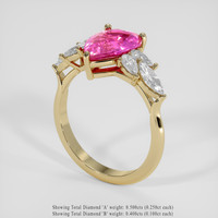 2.53 Ct. Pink Sapphire Ring, 18K Yellow Gold 2