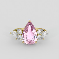 4.11 Ct. Purplish Pink Sapphire Ring, 18K Yellow Gold 1