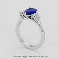 1.59 Ct. Blue Sapphire Ring, 10K White Gold 2