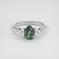 2.06 Ct. Green Sapphire Ring, 14K White Gold 1