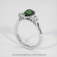 2.06 Ct. Green Sapphire Ring, 14K White Gold 2