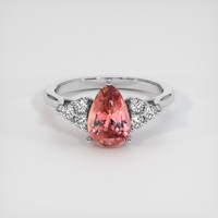 2.58 Ct. Padparadscha Sapphire Ring, 18K White Gold 1