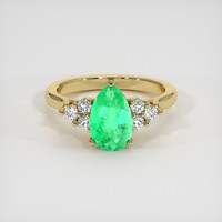 1.10 Ct. Emerald Ring, 18K Yellow Gold 1