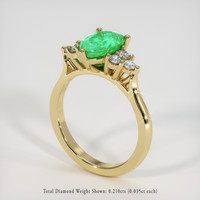 1.10 Ct. Emerald Ring, 18K Yellow Gold 2