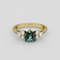 1.50 Ct. Bluish Green Sapphire Ring, 18K Yellow Gold 1