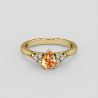 0.67 Ct. Padparadscha Sapphire Ring, 18K Yellow Gold 1