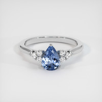 1.11 Ct. Blue Sapphire Ring, 10K White Gold 1