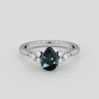 1.42 Ct. Bluish Green Sapphire Ring, 14K White Gold 1