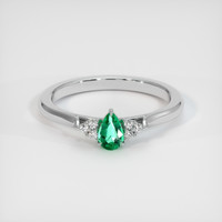 0.31 Ct. Emerald Ring, 18K White Gold 1