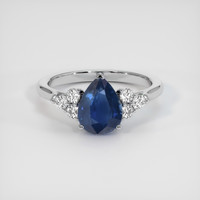 1.92 Ct. Blue Sapphire Ring, 18K White Gold 1
