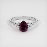 1.31 Ct. Pinkish Purple Sapphire Ring, 18K White Gold 1