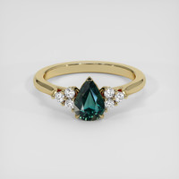 1.30 Ct. Bluish Green Sapphire Ring, 14K Yellow Gold 1