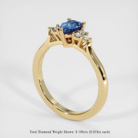 0.56 Ct. Blue Sapphire Ring, 18K Yellow Gold 2