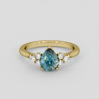 0.93 Ct. Greenish Blue Sapphire Ring, 18K Yellow Gold 1