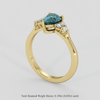 0.93 Ct. Greenish Blue Sapphire Ring, 18K Yellow Gold 2