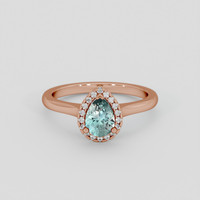 0.78 Ct. Greenish Blue Sapphire Ring, 14K Rose Gold 1